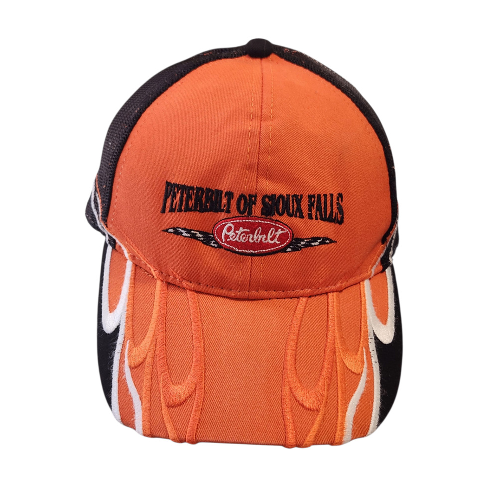 Peterbilt Hat Men's Adjustable Orange Black Flame‎ Embroidered Logo